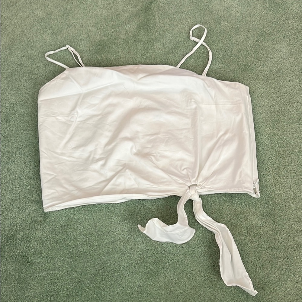 Express White Tie-Front Crop Top